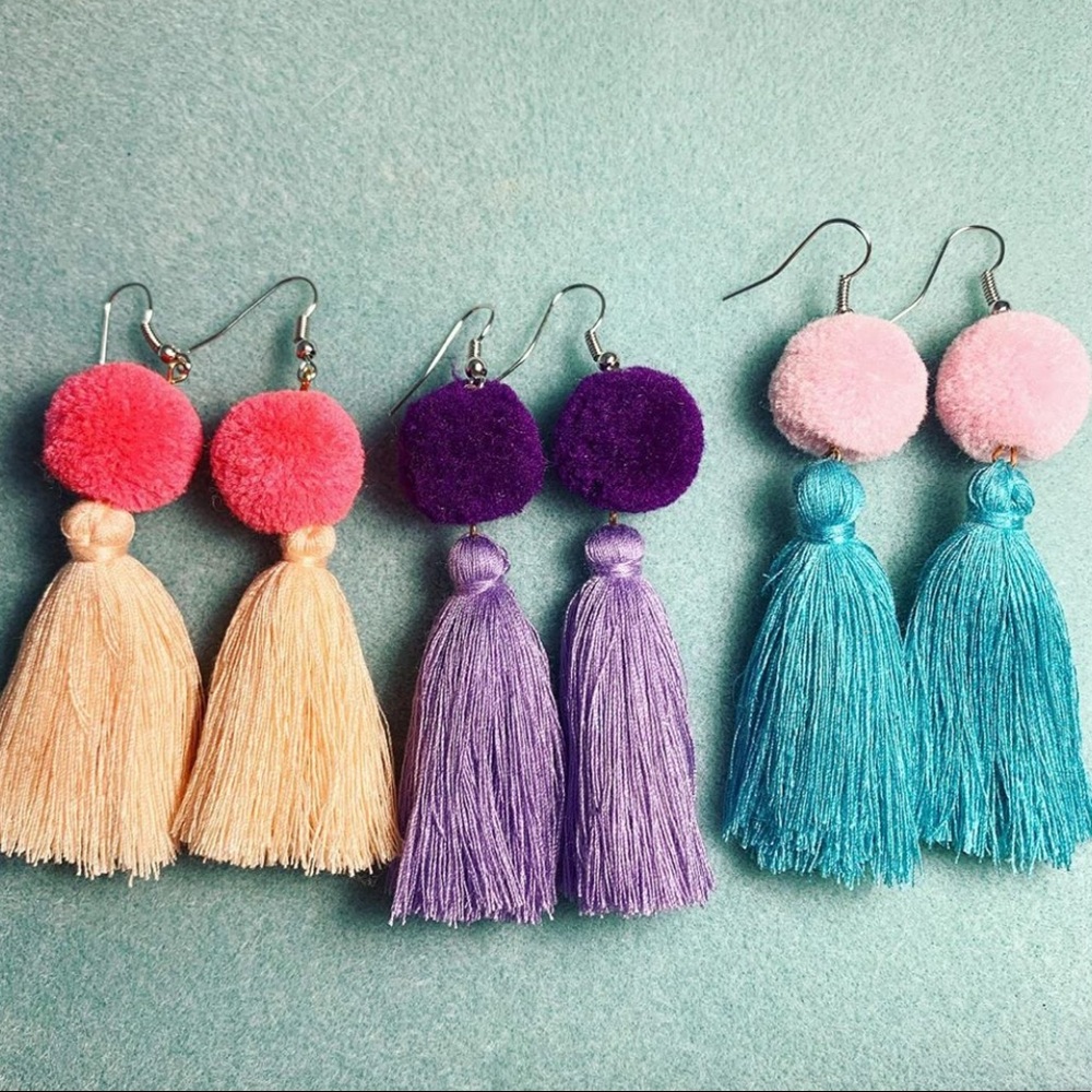 ☆ custom pom pom tassel earrings ☆